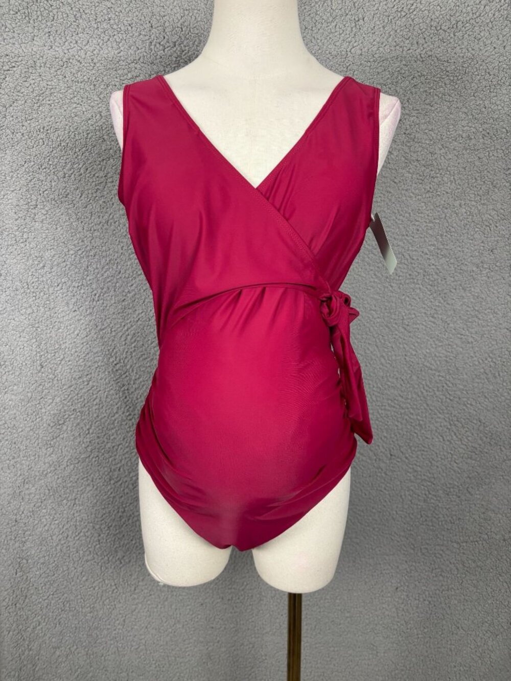 Tempotrek  Women's Maternity One-Piece swimsuit Burgundy V-Neck, Size Small NWT.